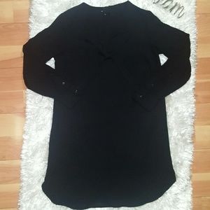 Who What Wear Small Long Black Blouse Neck Tie/Bow